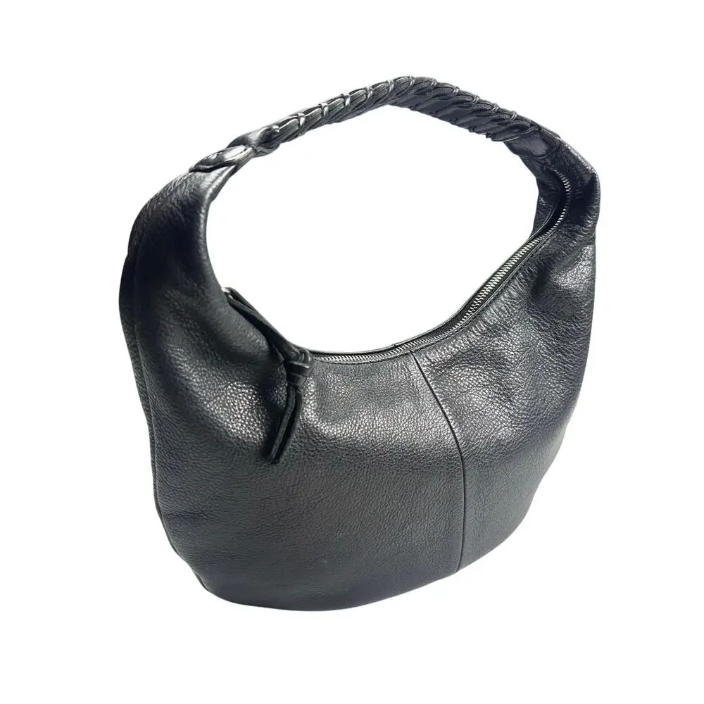 Banana Republic | Women | Vintage Y2K Black Pebbled Leather Hobo Braided Handbag
